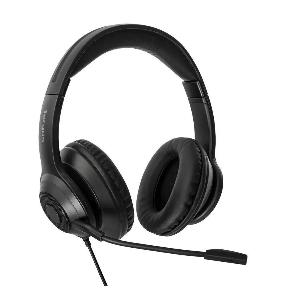 Targus AEH102 USB Wired Stereo Headset Plug‎ & Play Soft Ear Cups Boom Mic NEW